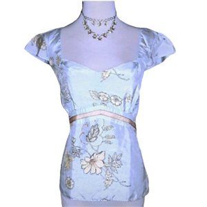 KENNETH COLE floral silk top, sz 10, runs small